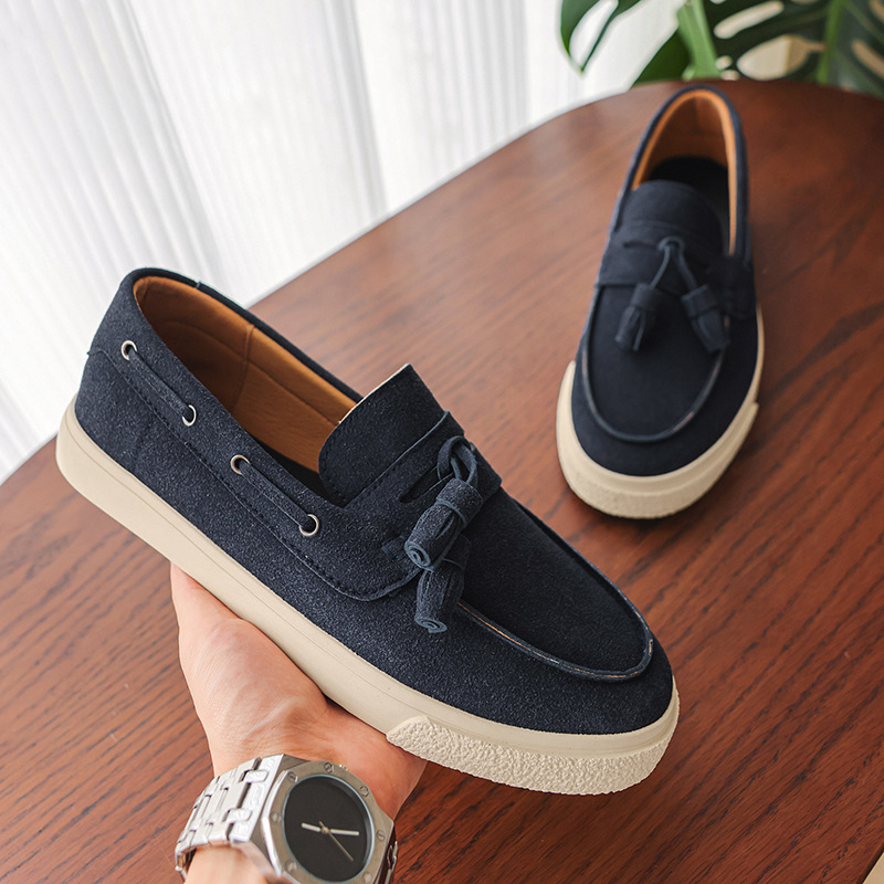 Brown Suede Tassel Loafer Sneakers with Cupsole - Image 4