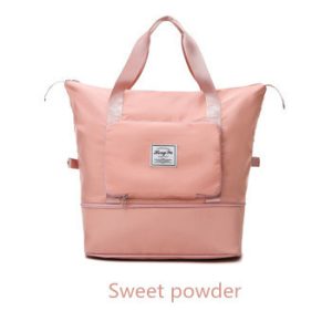 Dry-Wet Separation Gym Bag – Large Sports Shoulder Bag, Oxford Cloth - Sweet powder
