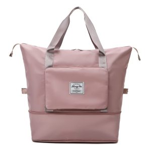 Dry-Wet Separation Gym Bag – Large Sports Shoulder Bag, Oxford Cloth - Pink