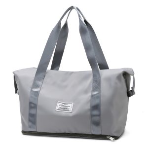 Dry-Wet Separation Gym Bag – Large Sports Shoulder Bag, Oxford Cloth - Light Grey