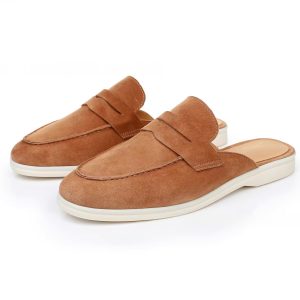 Men's suede mule loafers