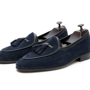 Men's British Tassel Loafers – Slip-On Casual Loafers - Blue, 48