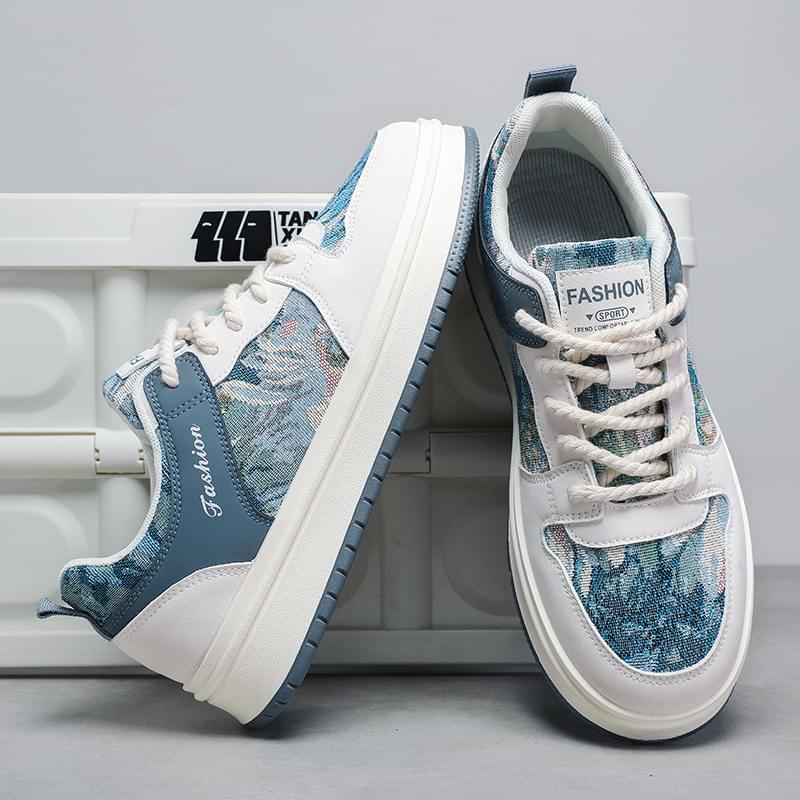 Jacquard Patterned Sneakers with Chunky Rope Laces - Image 3