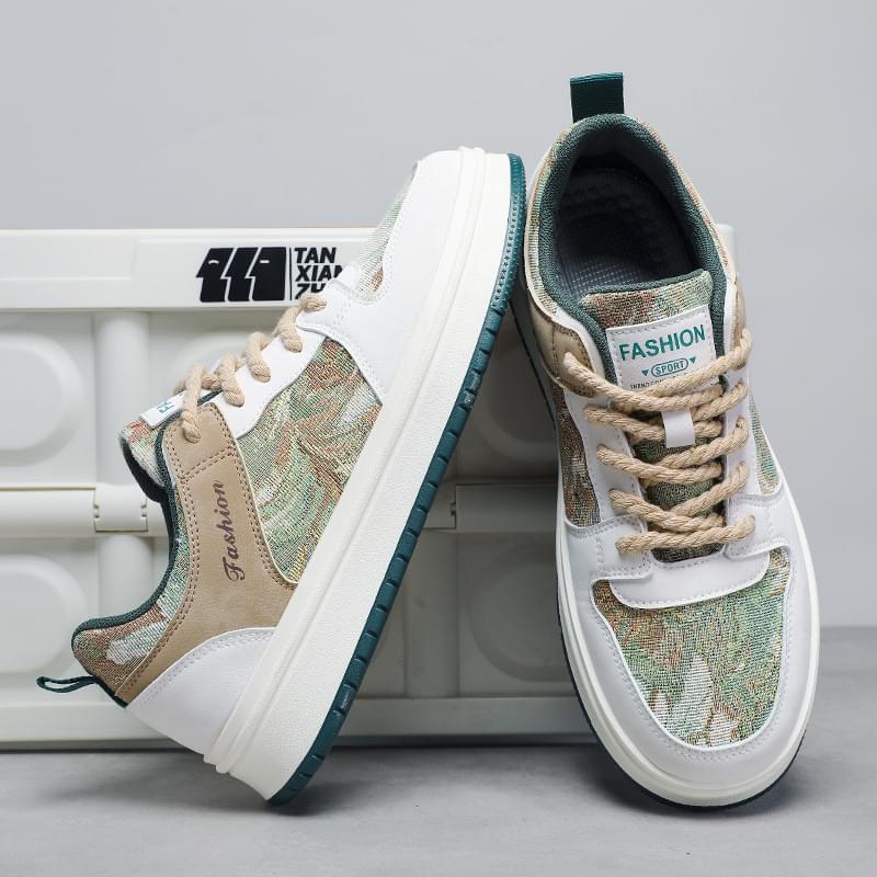 Jacquard Patterned Sneakers with Chunky Rope Laces - Image 5
