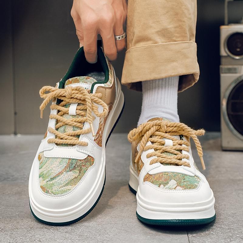 Jacquard Patterned Sneakers with Chunky Rope Laces - Image 7