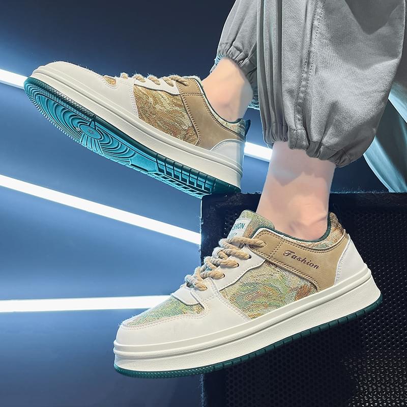 Jacquard Patterned Sneakers with Chunky Rope Laces - Image 6