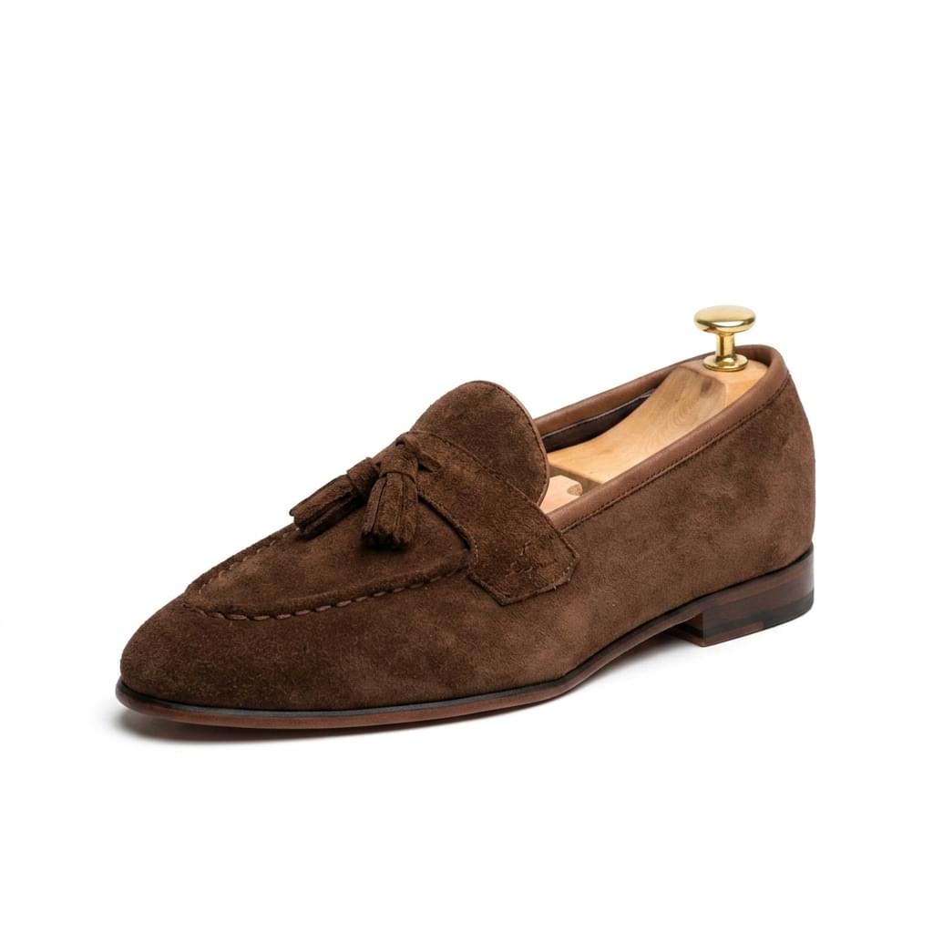 Classic Chocolate Brown Suede Tassel Loafers
